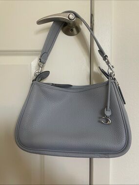 Coach Pebble Leather Shoulder Bag in Light Gray